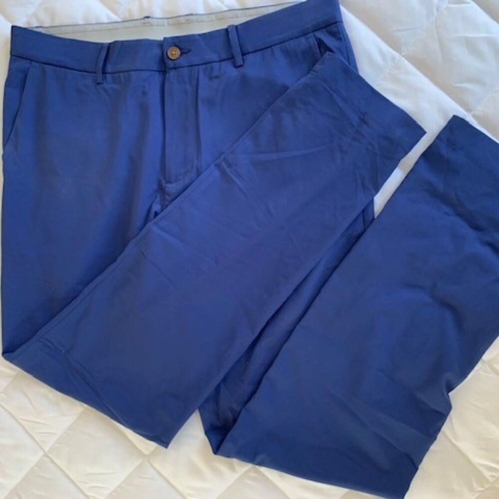 B Draddy Blue Performance Ultra‎ Lightweight Flat Front Golf Pants Mens 33 x 32